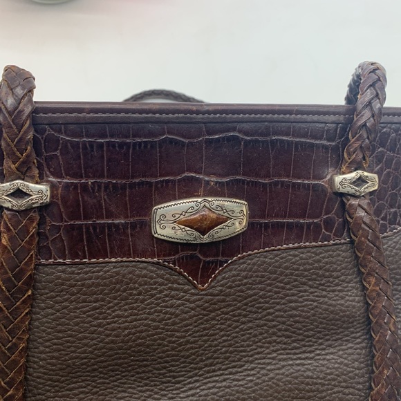 Brighton Vintage Brown Leather Braided Shoulder Bag BRN5279C - Picture 4 of 13